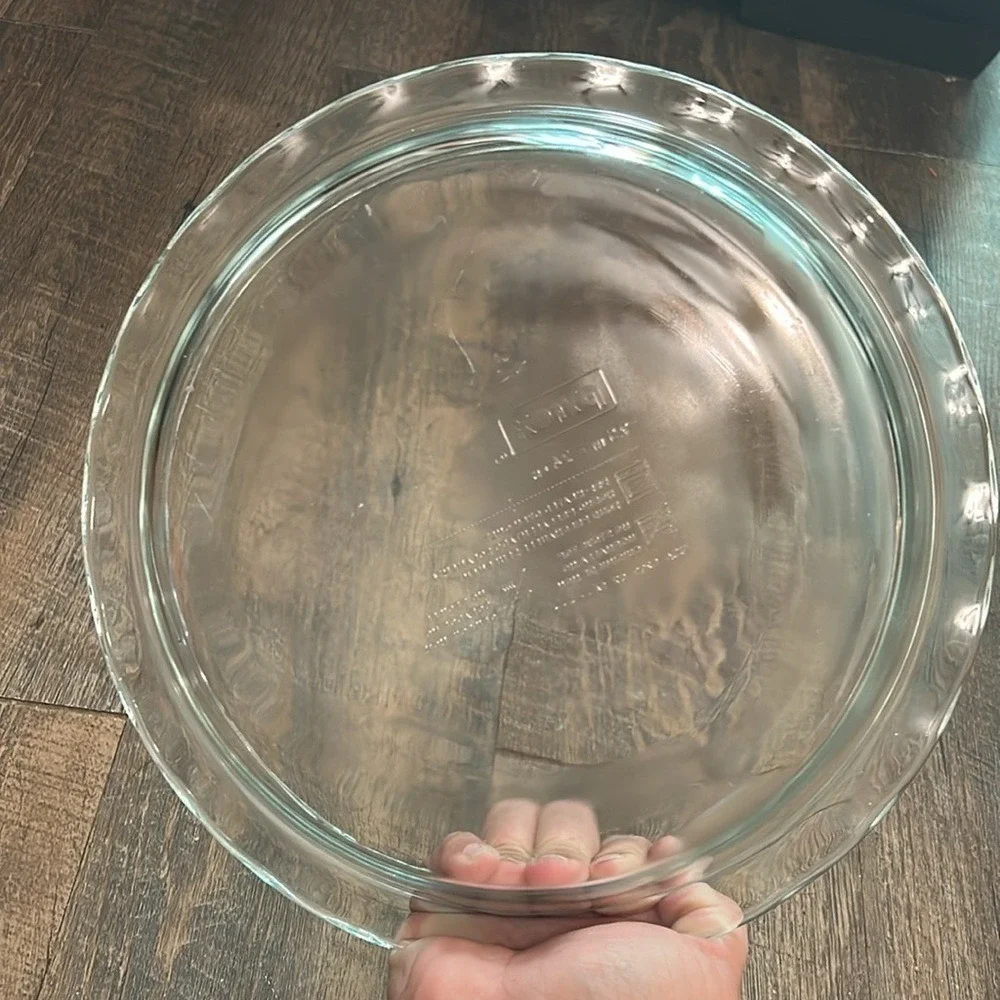 Pyrex Pie Plate Clear Glass‎ Ruffled Scalloped Edges Bakeware C209 9.5